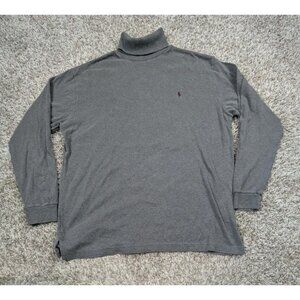 Vintage Polo Ralph Lauren Turtleneck Shirt Mens Large Gray Pony Cotton USA Made